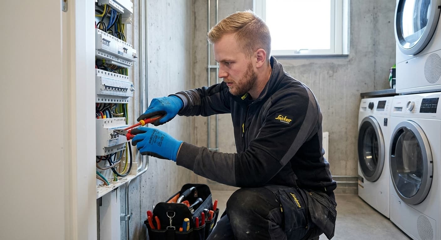 Elektriker i arbete